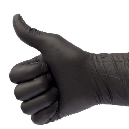 Disposable Nitrile Vinyl Gloves, Latex Free Black - Image 2