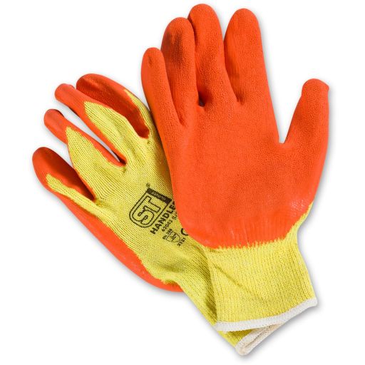 FLUORESCENT ORANGE LATEX GLOVES